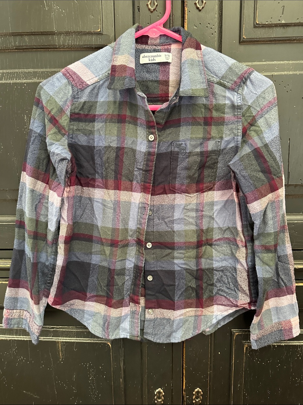 Girls abercrombie kids Plaid Button-Down Shirt in Blue, Green & Red Size 9/10